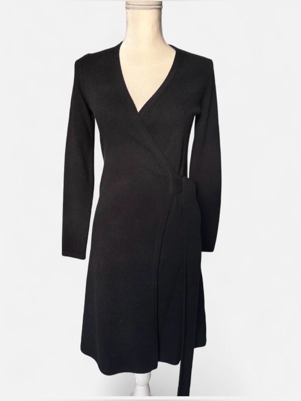 ANTONIO MELANI Black Wrap Cashmere Robe